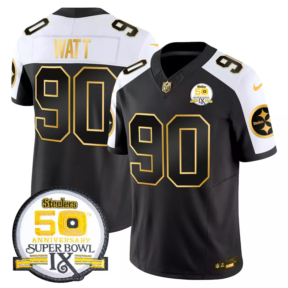 T.J. Watt Pittsburgh Steelers 2024 Super Bowl IX Anniversary Gold Jersey | Men's Limited Edition Stitched Fan Gear | For Men, Women & Youth
