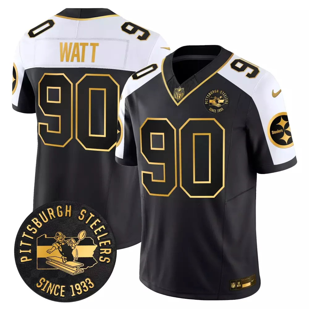 T.J. Watt Pittsburgh Steelers 2024 Super Bowl IX Anniversary Gold Jersey | Men's Limited Edition Stitched Fan Gear | For Men, Women & Youth