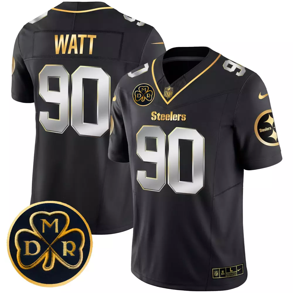 T.J. Watt Pittsburgh Steelers 2024 Black Limited Home Patch Gold Vapor Jersey | Men's Stitched Fan Gear | For Men, Women & Youth