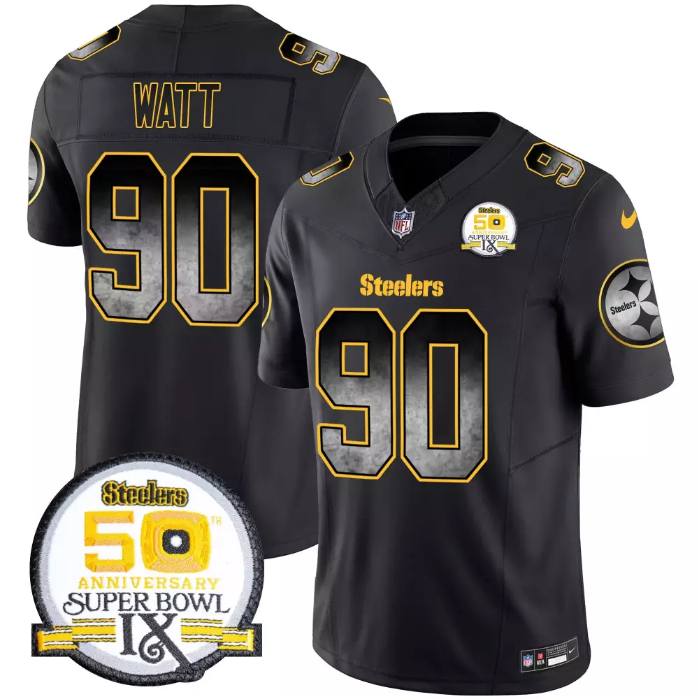 T.J. Watt Pittsburgh Steelers Black Men's 50th Anniversary Super Bowl IX Vapor Limited Jersey | All Stitched | Fan Gear for Game Day | For Men, Women & Youth