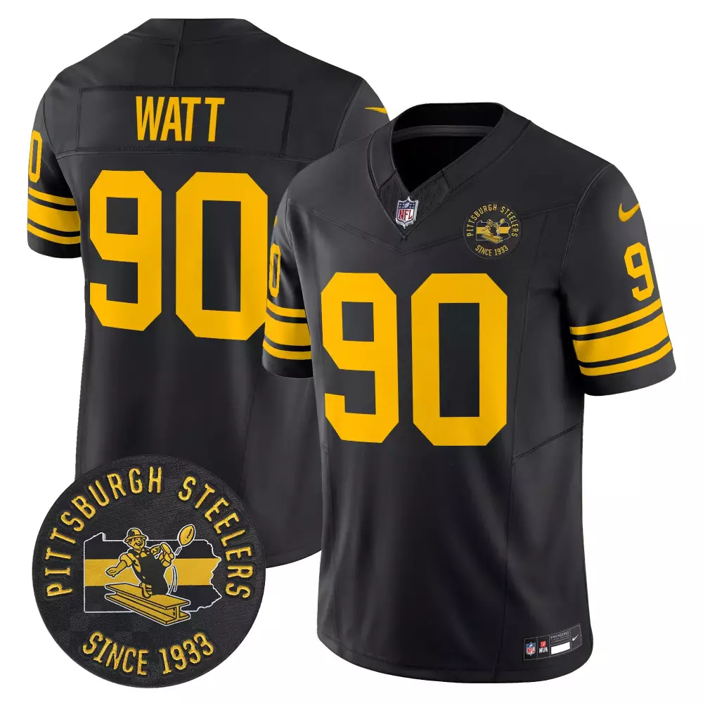 T.J. Watt Pittsburgh Steelers Black Men's Throwback 1962 Vapor Limited Jersey | Est 1933 Patch Stitched | Fan Gear for Game Day | For Men, Women & Youth