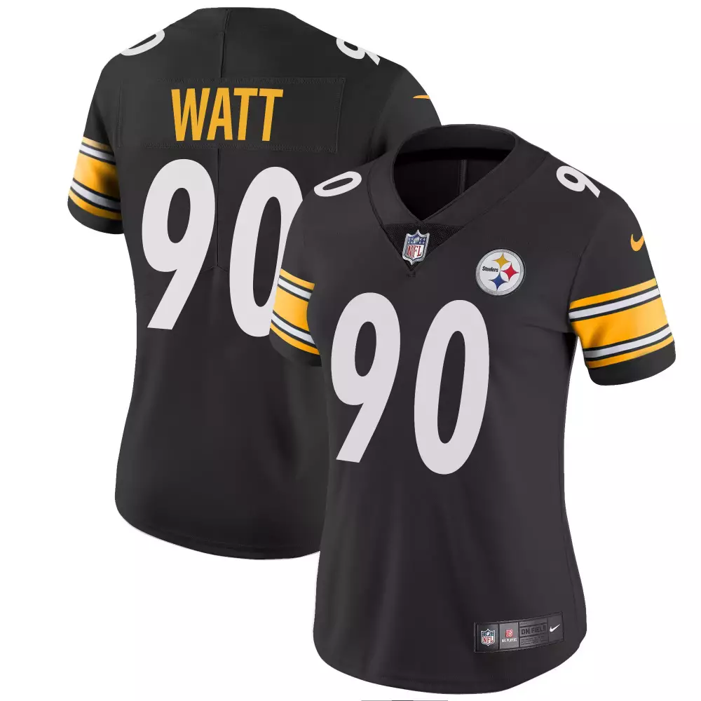 T.J. Watt Pittsburgh Steelers Black Women's Arch Smoke Home Patch Vapor Jersey | All Stitched | Fan Gear for Game Day | For Men, Women & Youth