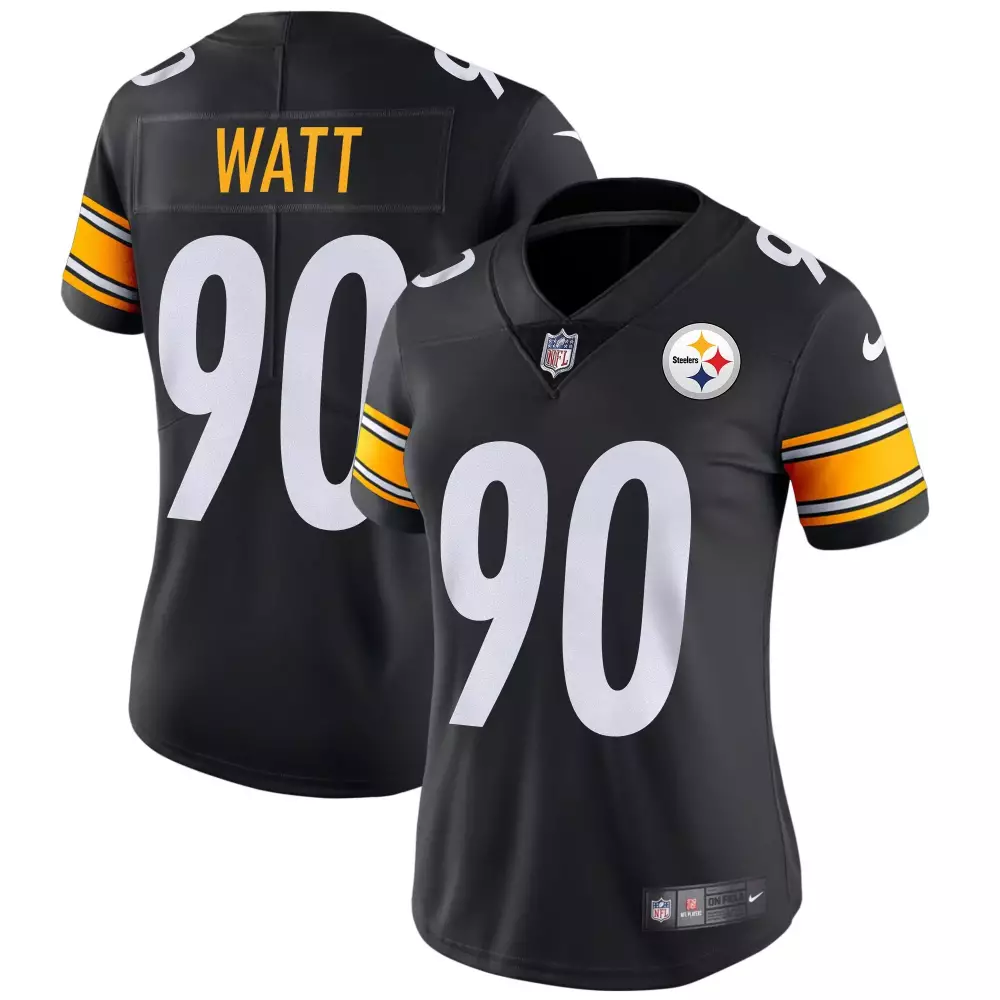 T.J. Watt Pittsburgh Steelers Black Women's Arch Smoke Home Patch Vapor Jersey | All Stitched | Fan Gear for Game Day | For Men, Women & Youth