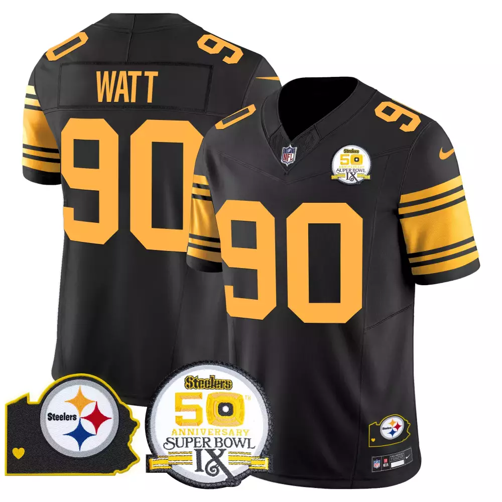 T.J. Watt Pittsburgh Steelers 2024 Super Bowl IX Anniversary Gold Jersey | Men's Limited Edition Stitched Fan Gear | For Men, Women & Youth