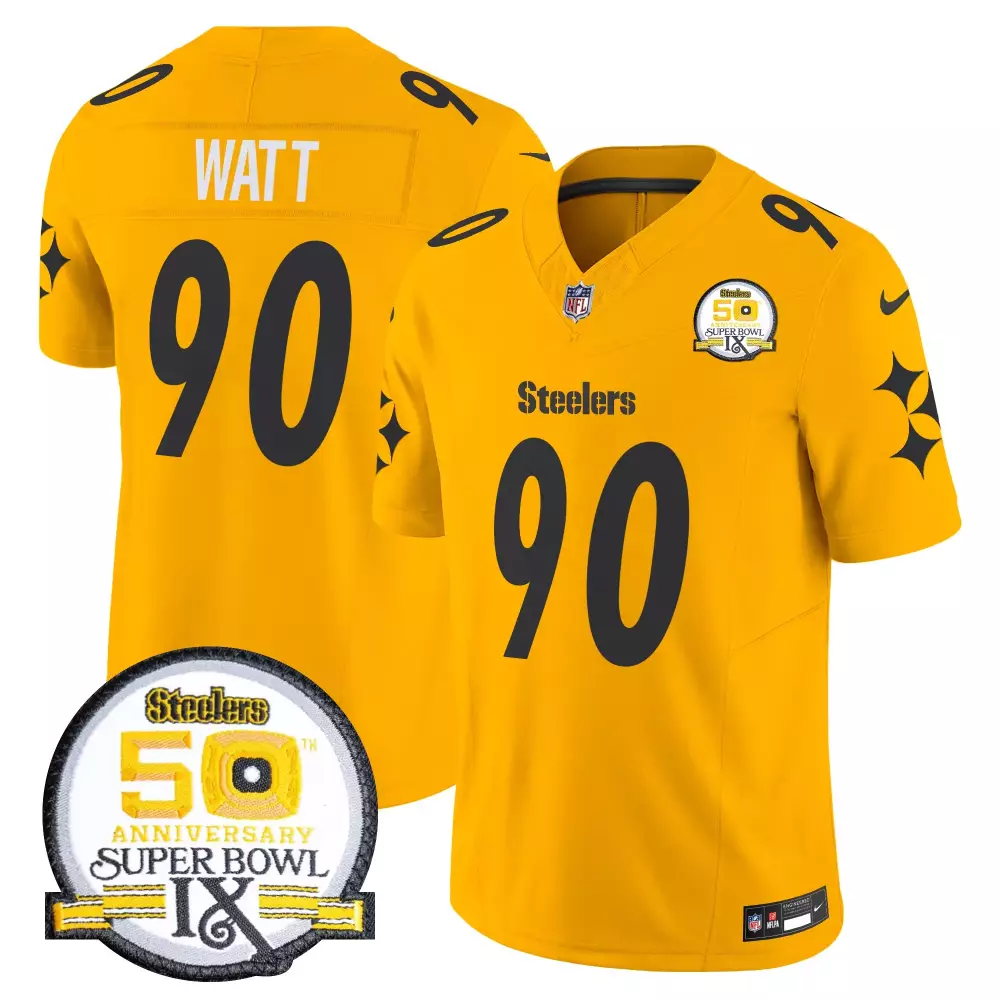 T.J. Watt Pittsburgh Steelers Girls Youth Sequin V Neck Fashion Jersey | Black Stitched Fan Gear | For Girls, Women & Youth