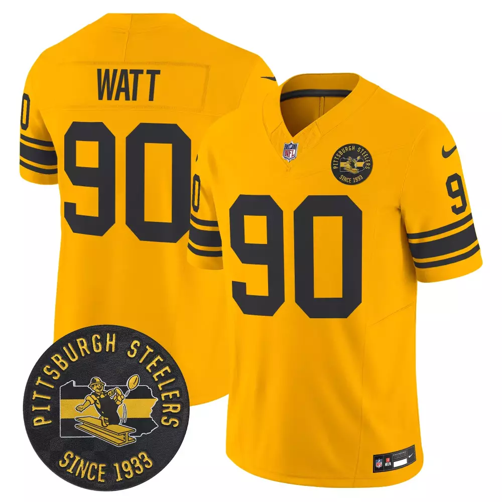 T.J. Watt Pittsburgh Steelers 1933 Throwback Gold Vapor Jersey | Limited Edition Stitched Fan Gear for Men, Women & Youth
