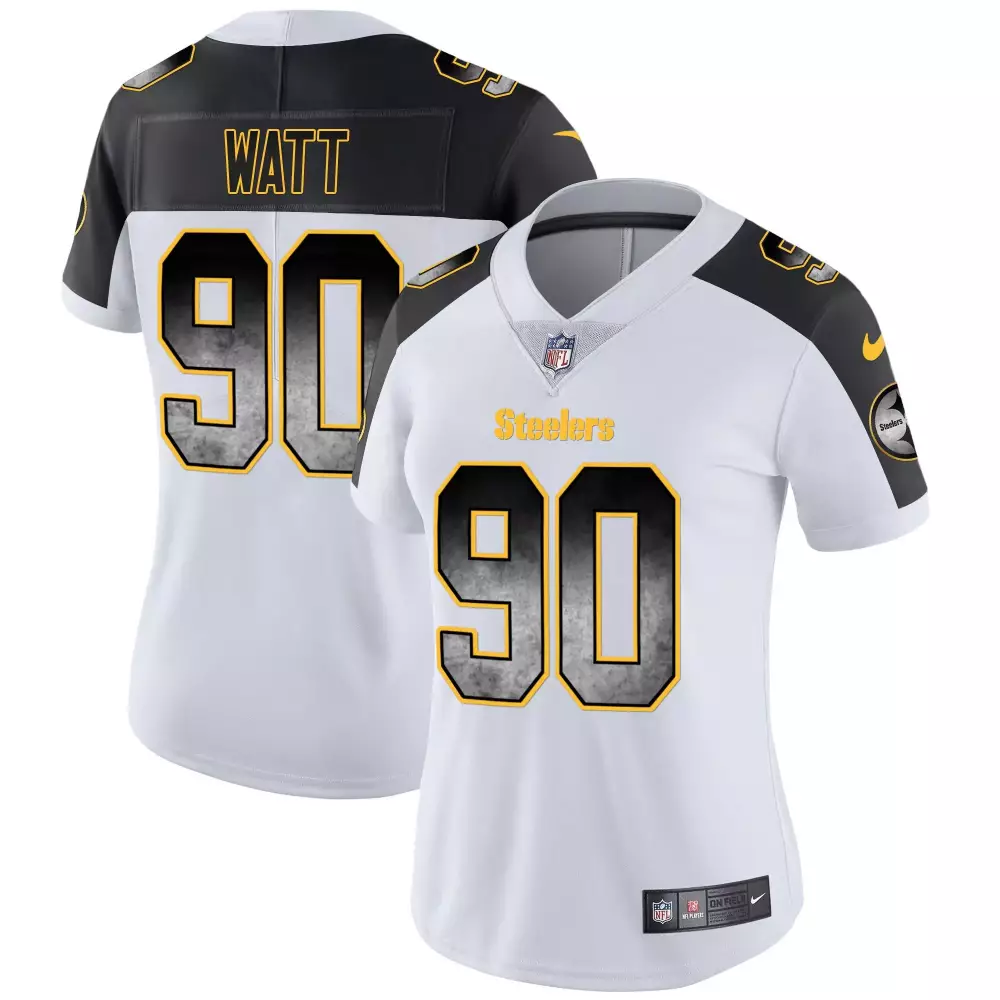 T.J. Watt Pittsburgh Steelers Inverted Arch Smoke Vapor Jersey | Women's Stitched Fan Gear | For Men, Women & Youth