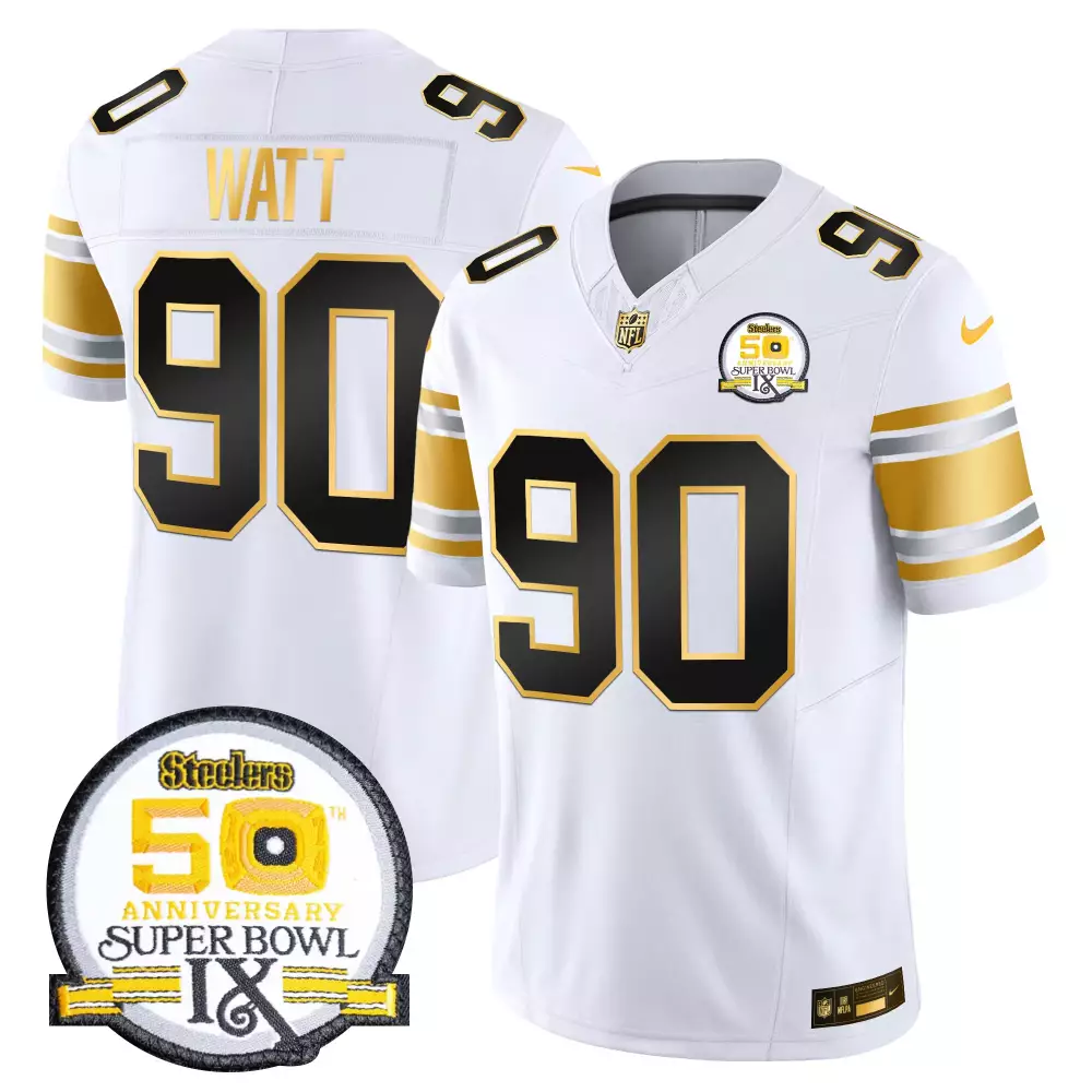 T.J. Watt Pittsburgh Steelers 2024 Super Bowl IX Anniversary Gold Jersey | Men's Limited Edition Stitched Fan Gear | For Men, Women & Youth