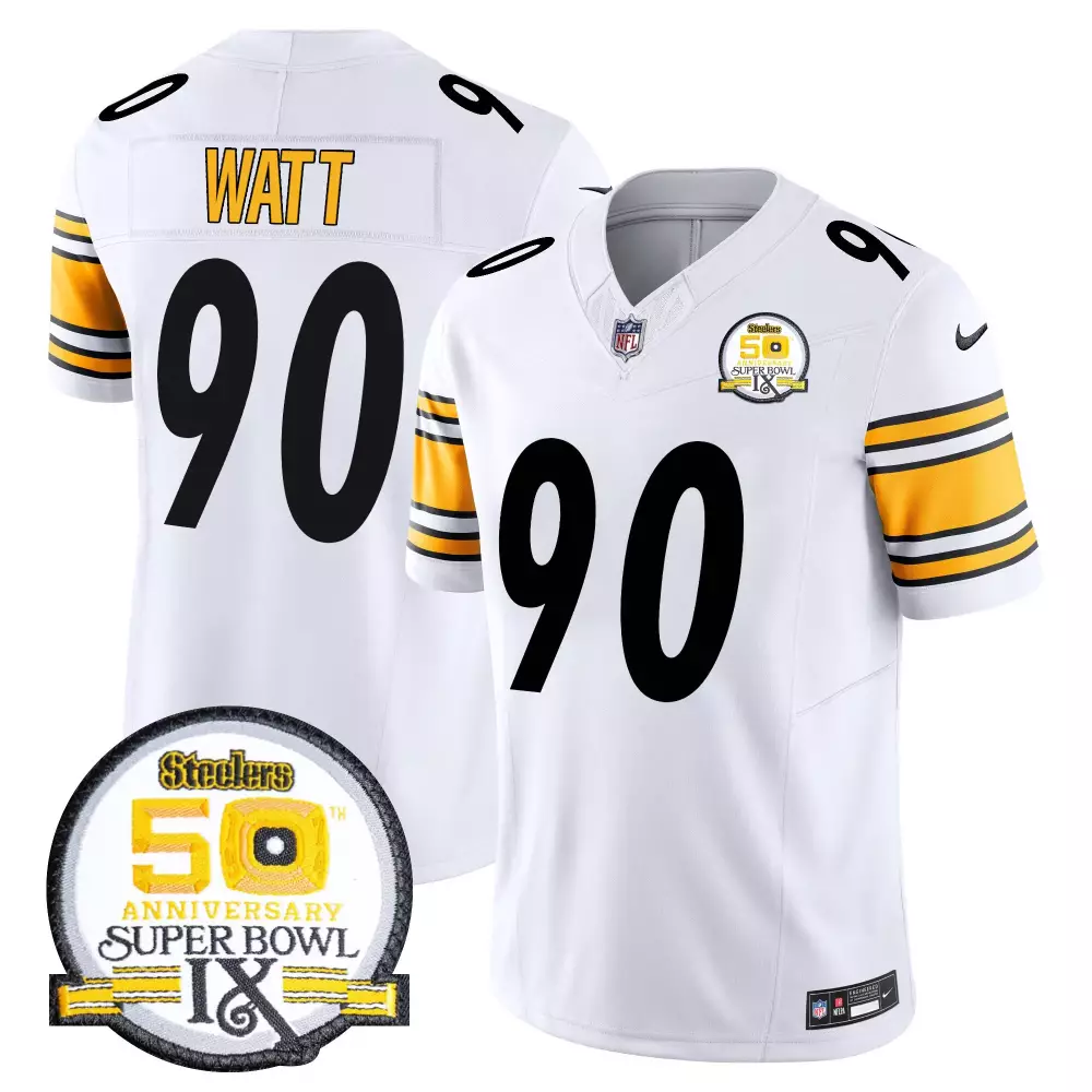 T.J. Watt Pittsburgh Steelers Men's Vapor Limited Jersey | White Style with 80th Anniversary Patch | All Stitched | For Men, Women & Youth