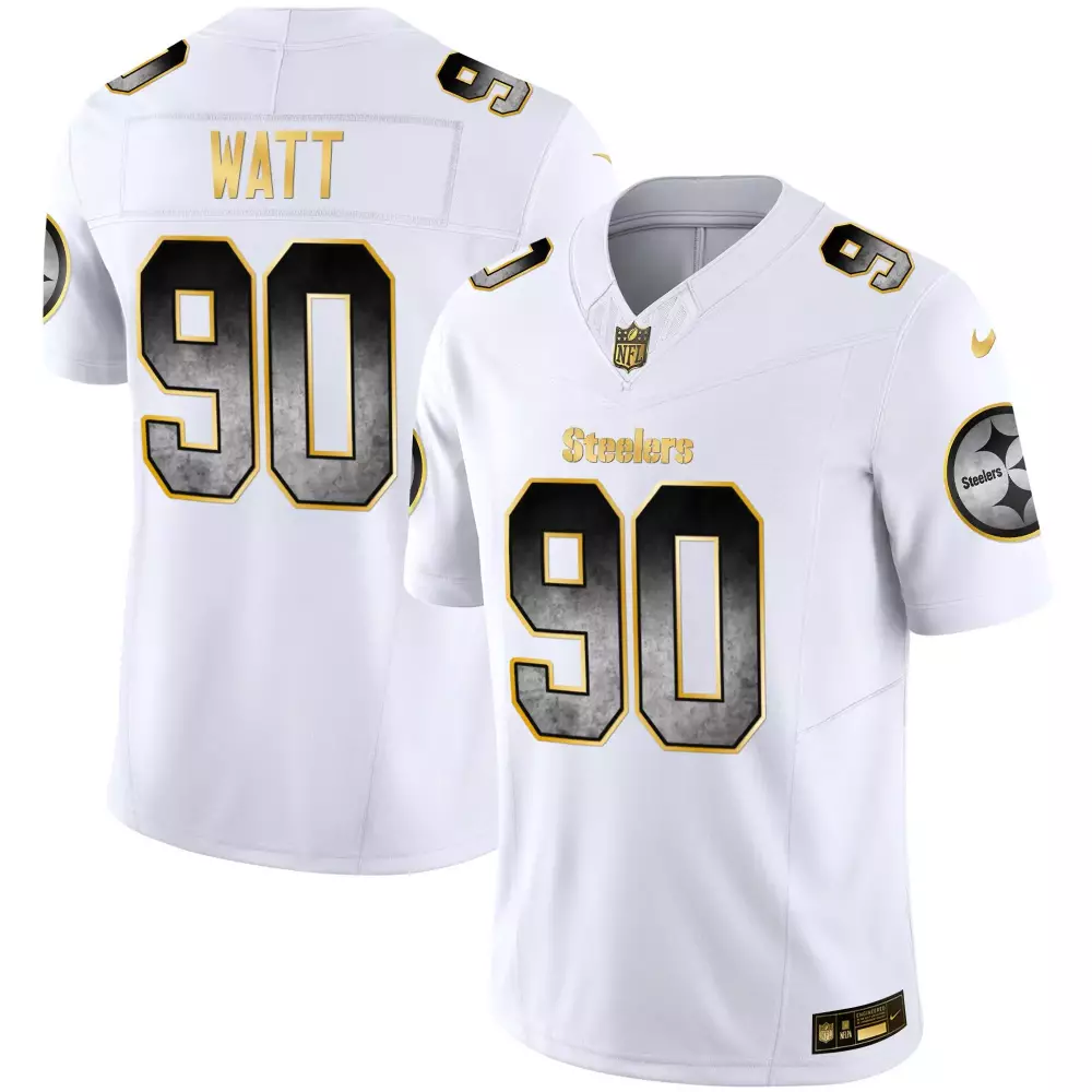 T.J. Watt White Men's Arch Smoke Vapor Jersey | Pittsburgh Steelers V3 All Stitched | Game Day Outfit | For Men, Women & Youth