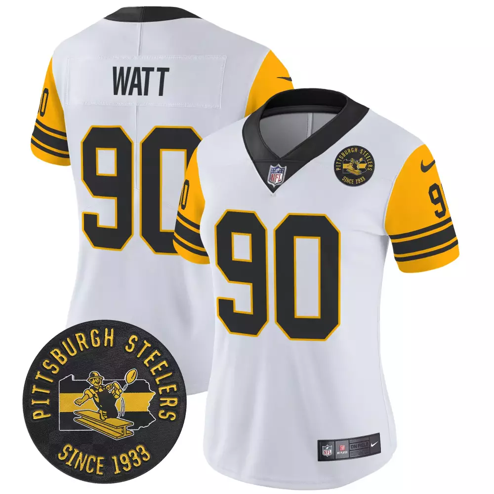 T.J. Watt Pittsburgh Steelers 1962 Throwback Vapor Limited Jersey | Stitched White Fan Gear | For Women, Men & Youth