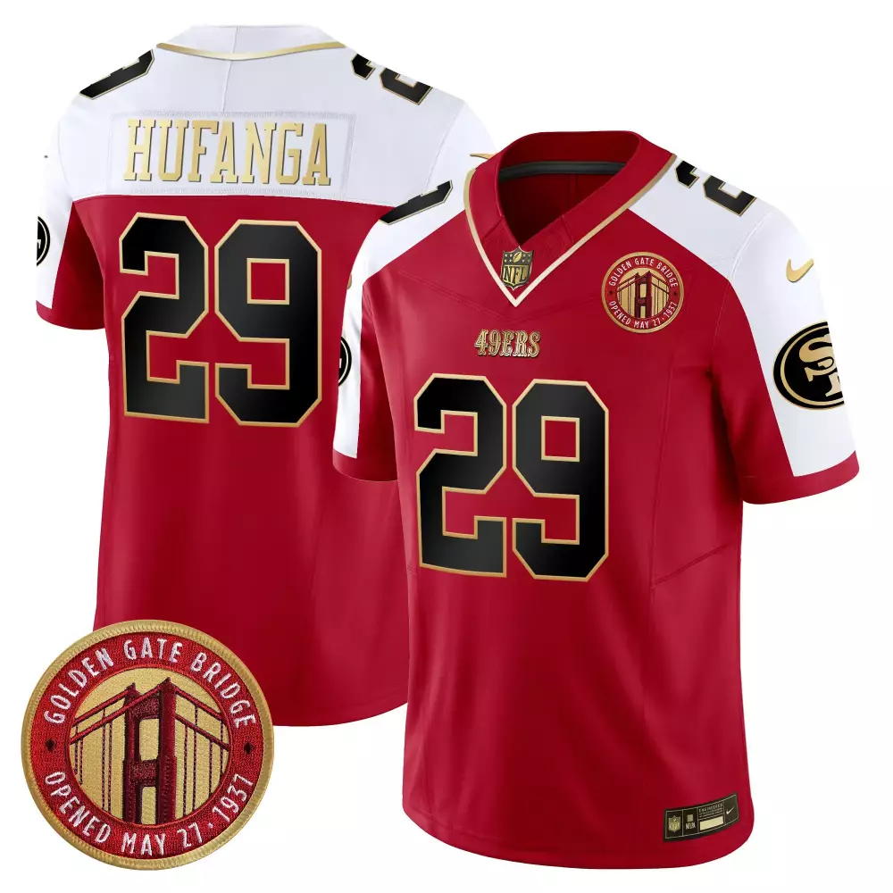 talanoa hufanga alternate womens san francisco 49ers super bowl lviii patch vapor limited jersey all stitched