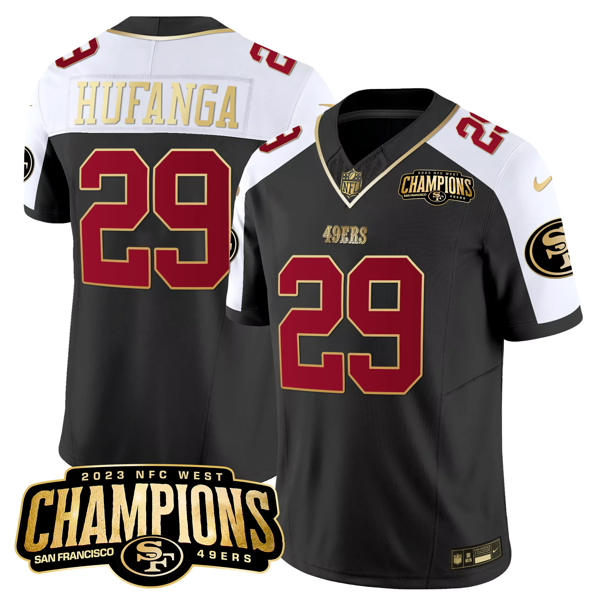 ronnie lott scarlet limited mens 49ers 2023 nfc west champions patch vapor jersey v2 all stitched