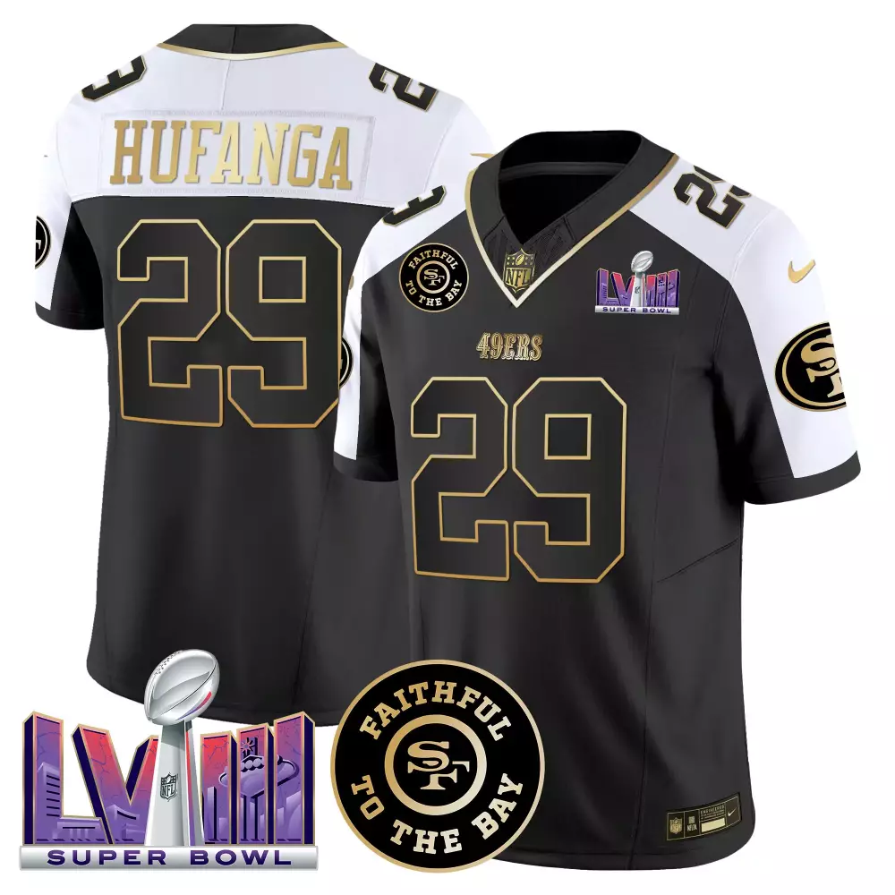 talanoa hufanga black alternate mens san francisco 49ers 2024 niner gang patch vapor jersey all stitched