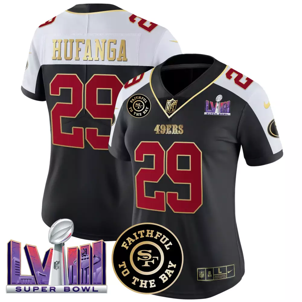 talanoa hufanga black alternate mens san francisco 49ers 2024 niner gang patch vapor jersey all stitched