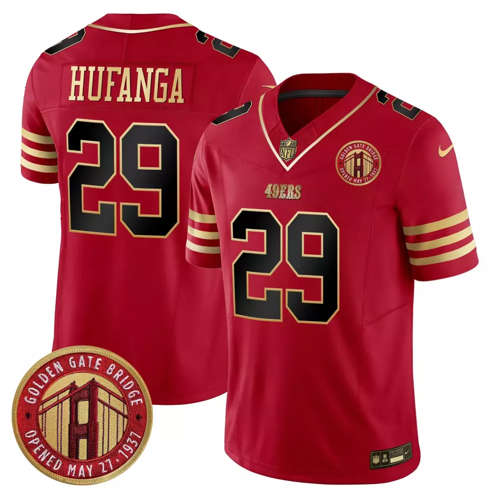 talanoa hufanga black scarlet womens san francisco 49ers levis stadium 10th season patch vapor limited jersey all stitch