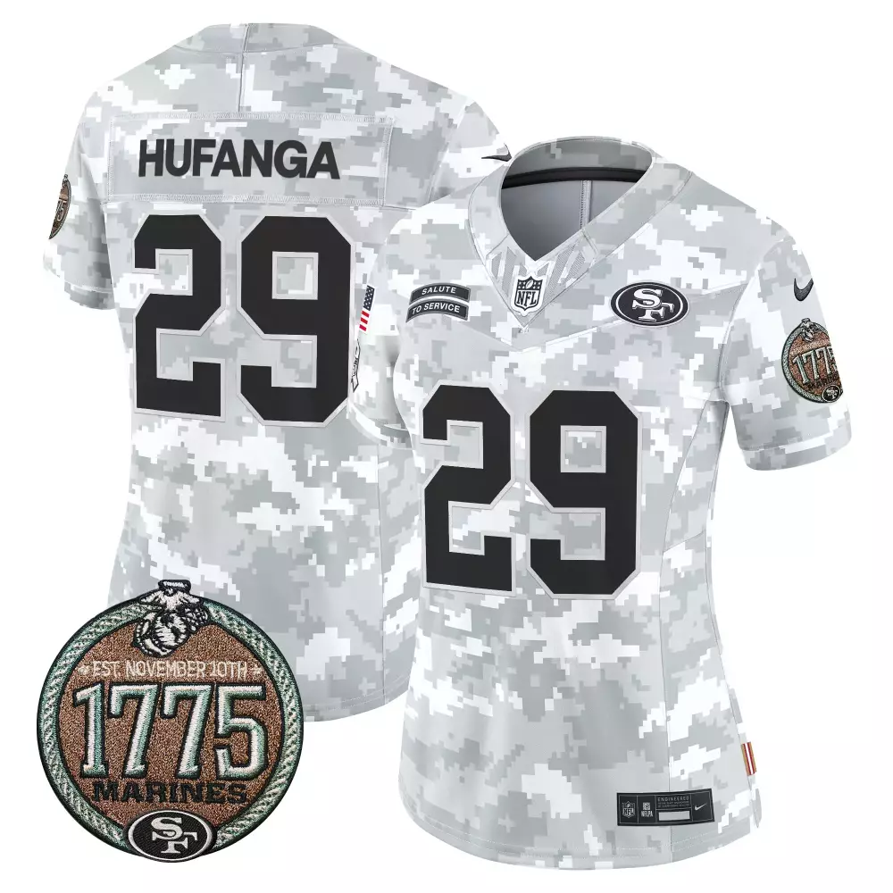 talanoa hufanga marines womens san francisco 49ers 2024 salute to service establishment year patch vapor limited jersey