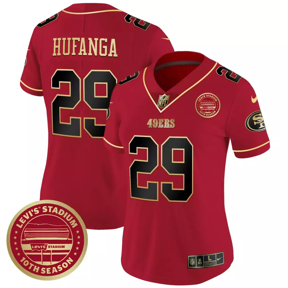 talanoa hufanga scarlet limited womens san francisco 49ers est1946 patch vapor limited jersey v2 all stitched