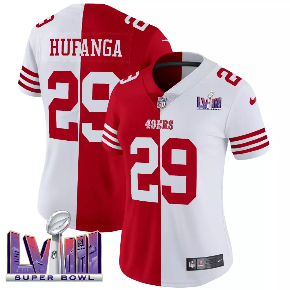 talanoa hufanga split mens san francisco 49ers faithful super bowl lviii patch vapor jersey v2 all stitched