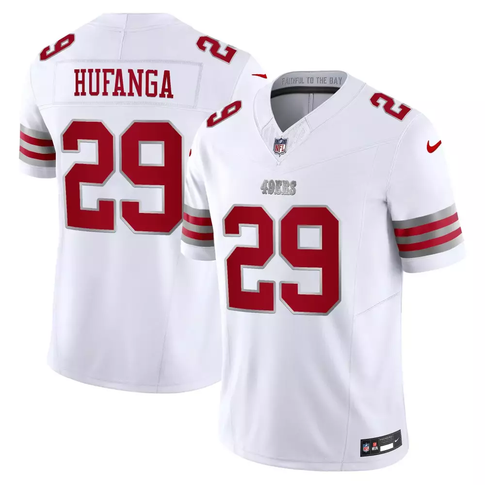 talanoa hufanga white womens san francisco 49ers super bowl lviii patch vapor limited jersey all stitched