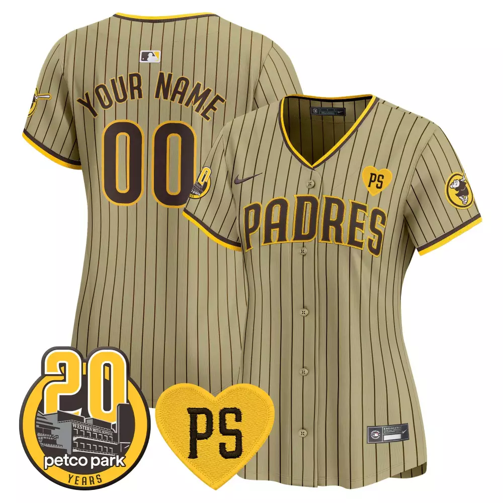 tan men san diego padres tony gwynn petco park 20th patch vapor premier limited custom jersey v3 n all stitched