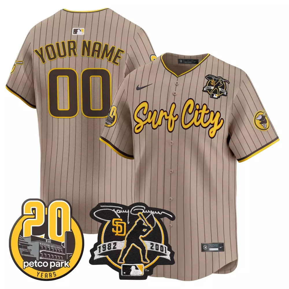 Peter San Diego Padres 20th Patch Jersey | Limited Edition Vapor Premier | All Stitched Fan Gear | For Men, Women & Youth