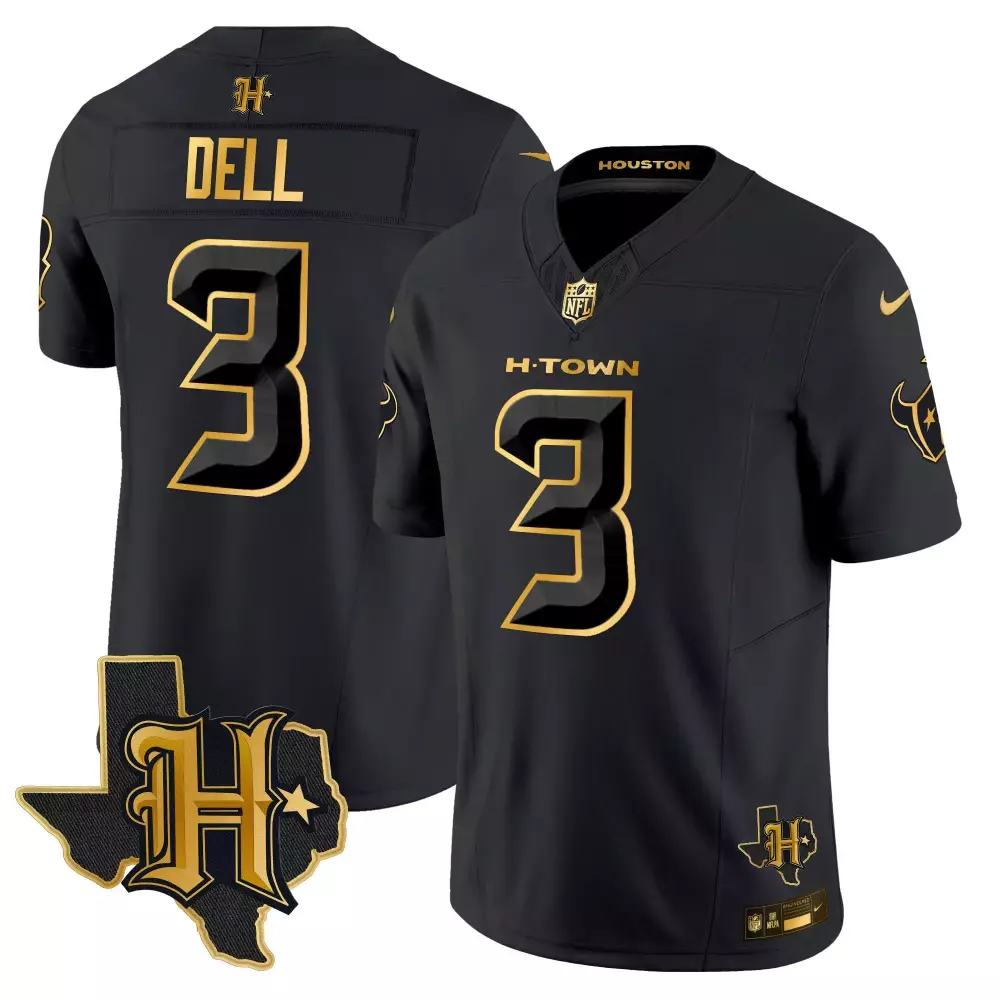 tank dell alternate mens houston texans 2024 afc south division champions patch gold vapor limited jersey all stitched