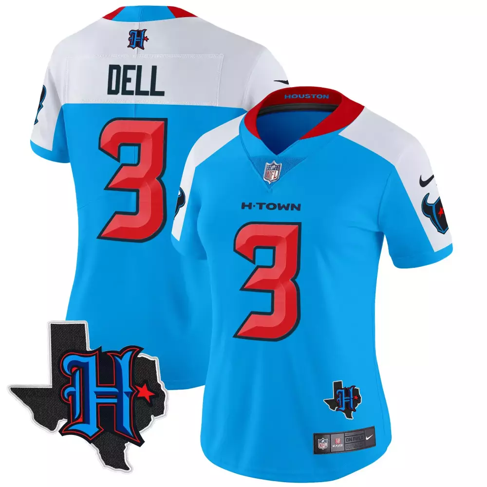 tank dell blue alternate womens houston texans 2024 afc south division champions patch vapor limited jersey all stitched