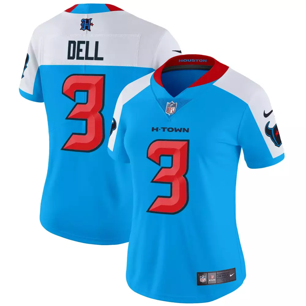 tank dell blue alternate womens houston texans 2024 afc south division champions patch vapor limited jersey all stitched