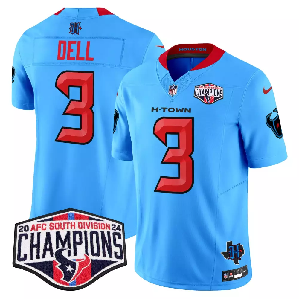 tank dell blue alternate womens houston texans 2024 afc south division champions patch vapor limited jersey all stitched
