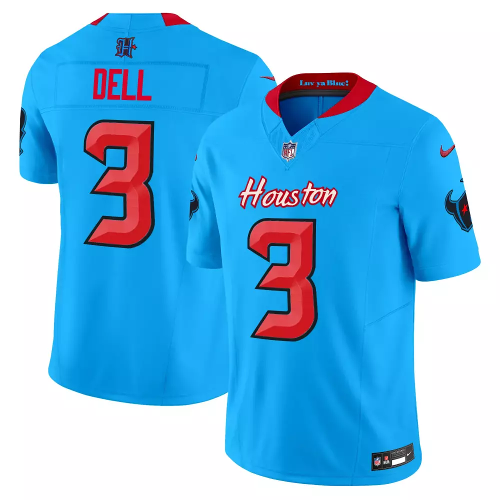 tank dell blue mens houston texans 2024 vapor hand warmer jersey all stitched