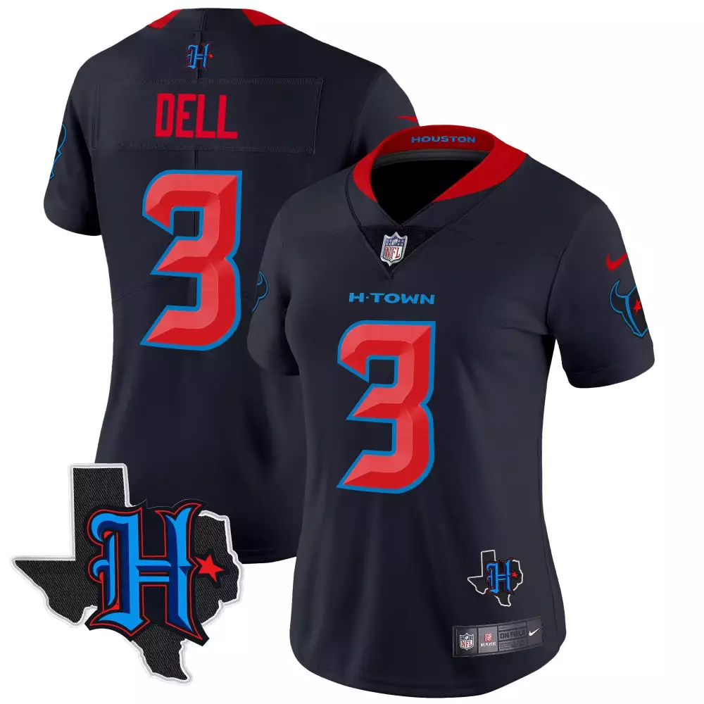 tank dell navy limited womens houston texans 2024 texas patch vapor limited jersey v2 all stitched
