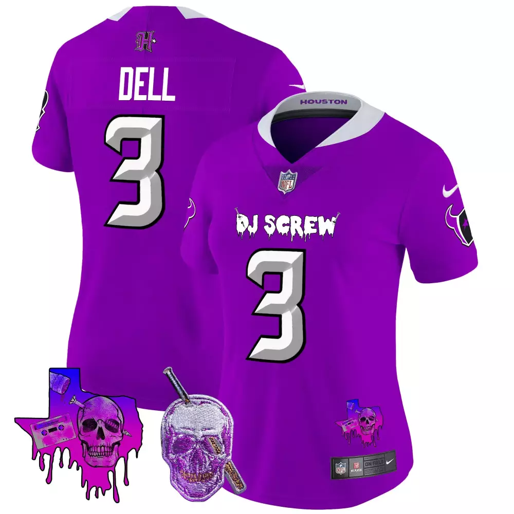 tank dell purple womens houston texans dj screw vapor limited jersey all stitched