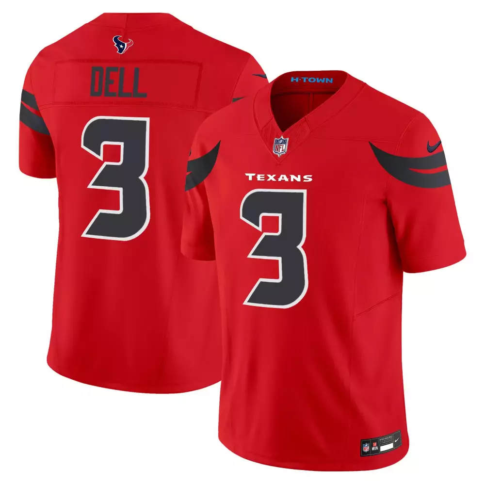 tank dell red mens houston texans 2024 vapor limited jersey all stitched