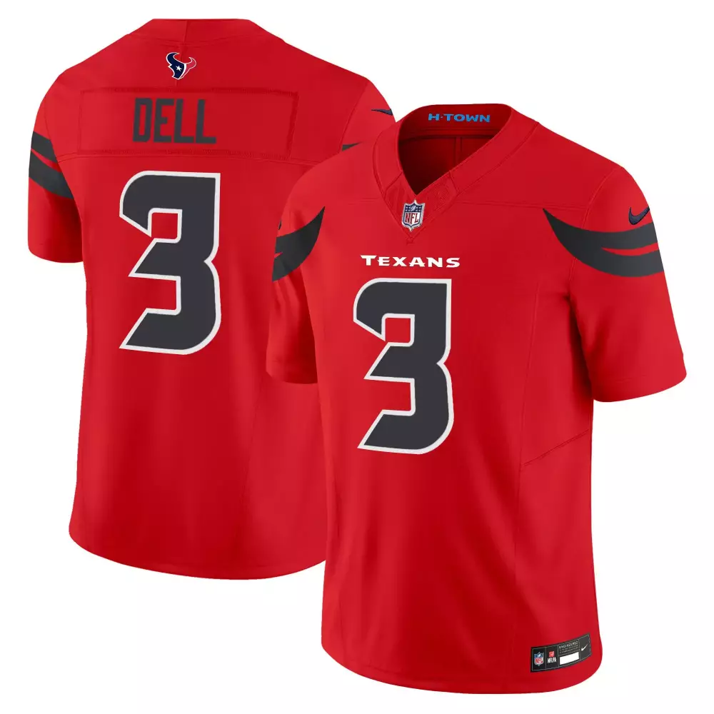 tank dell red mens houston texans 2024 vapor limited jersey all stitched