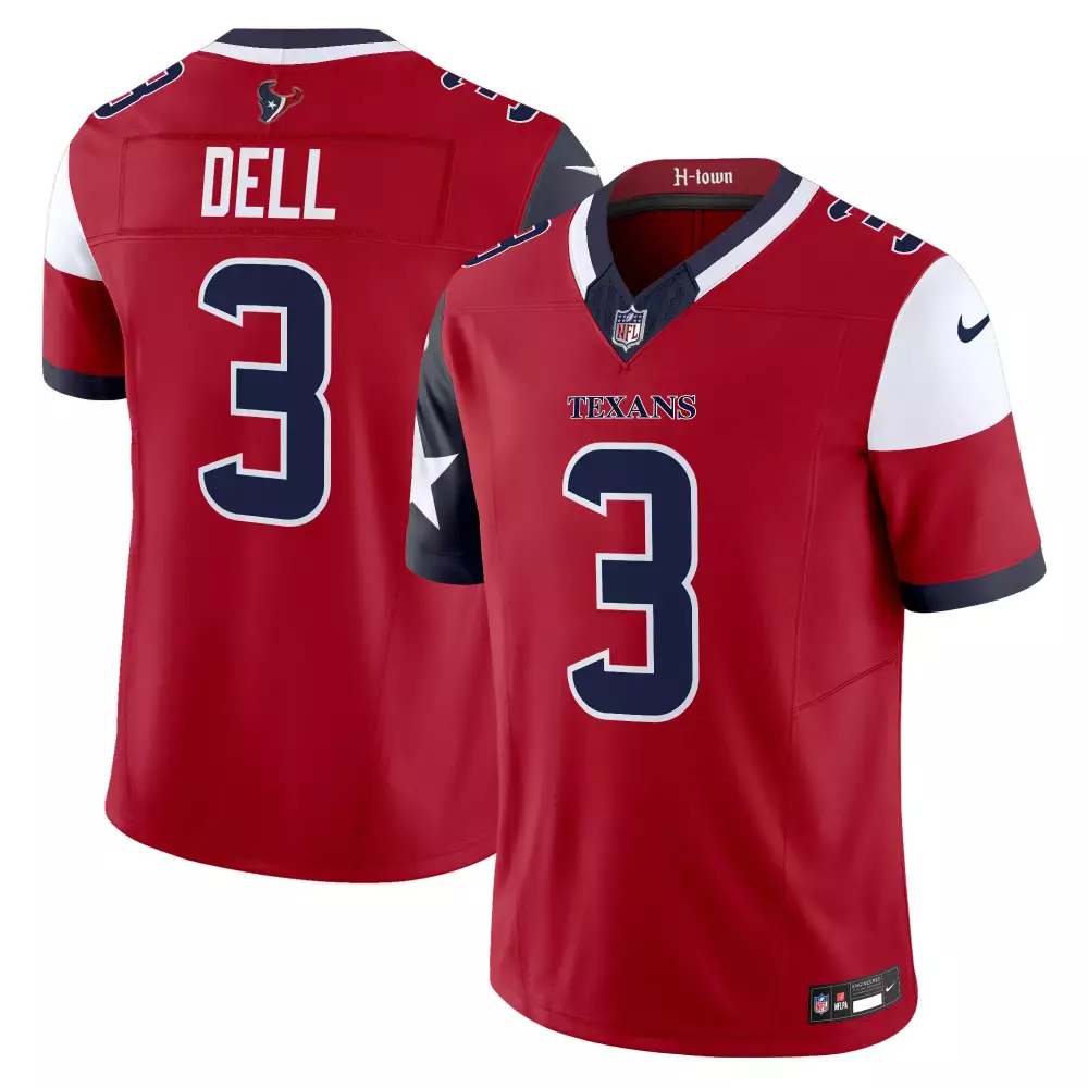 tank dell red mens houston texans 2024 vapor limited jersey all stitched