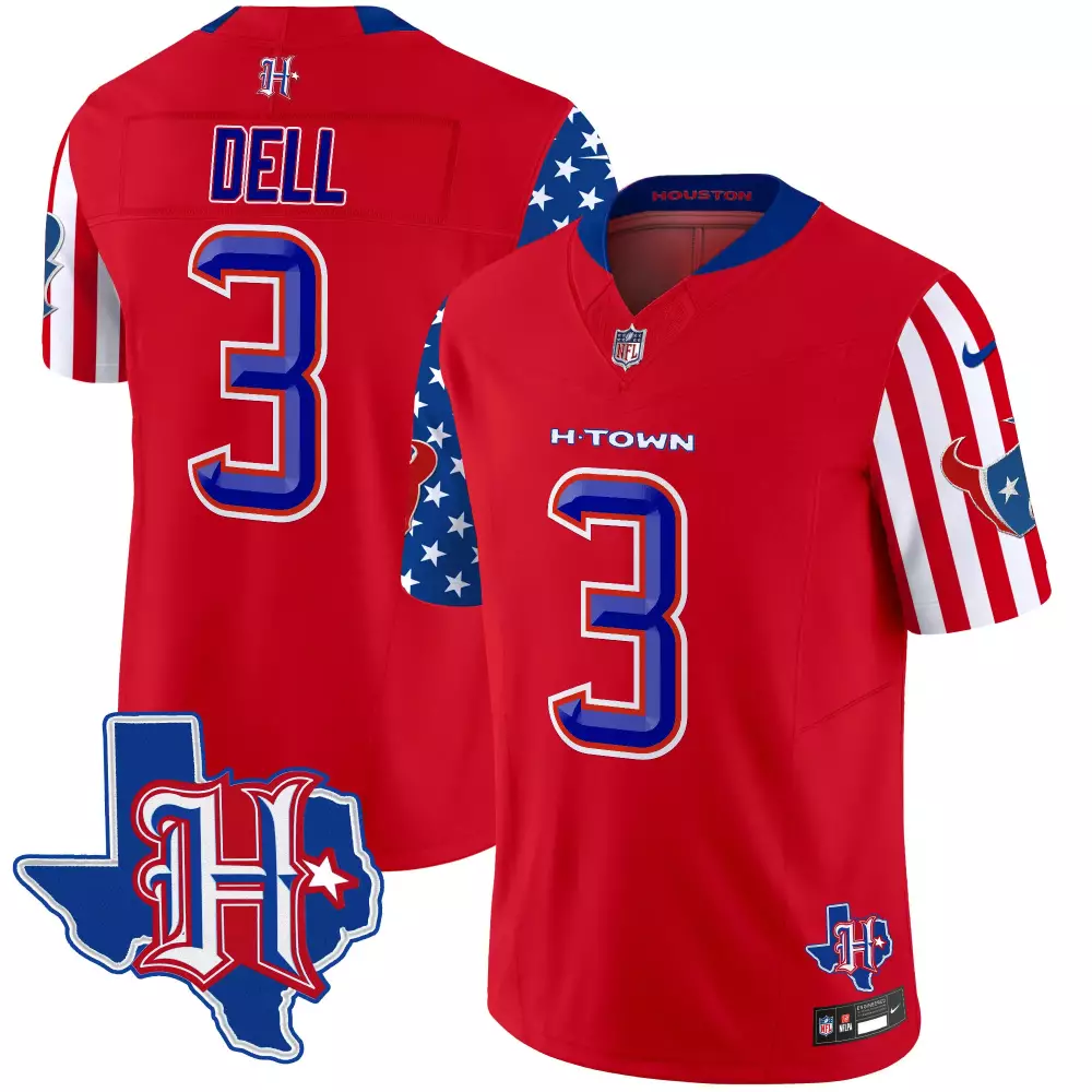 tank dell red mens houston texans 2024 vapor limited jersey all stitched