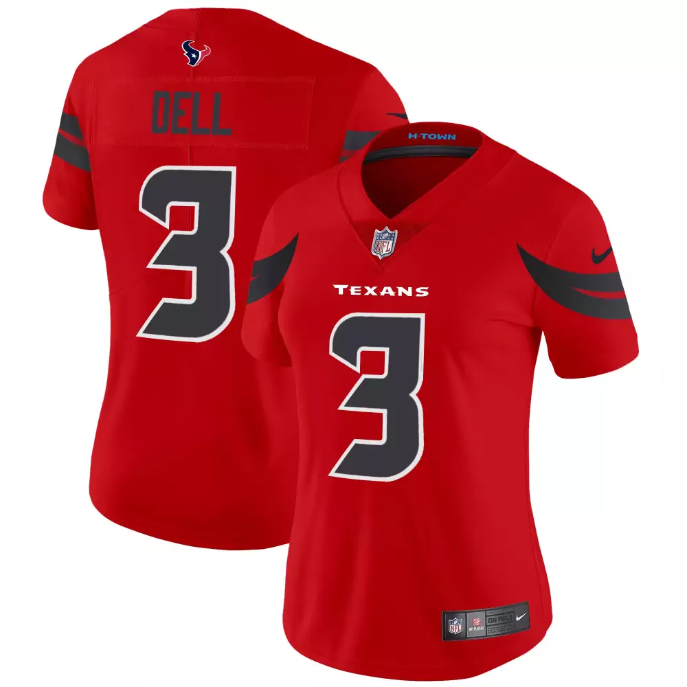 tank dell red womens houston texans 2024 texas patch vapor limited jersey v3 all stitched