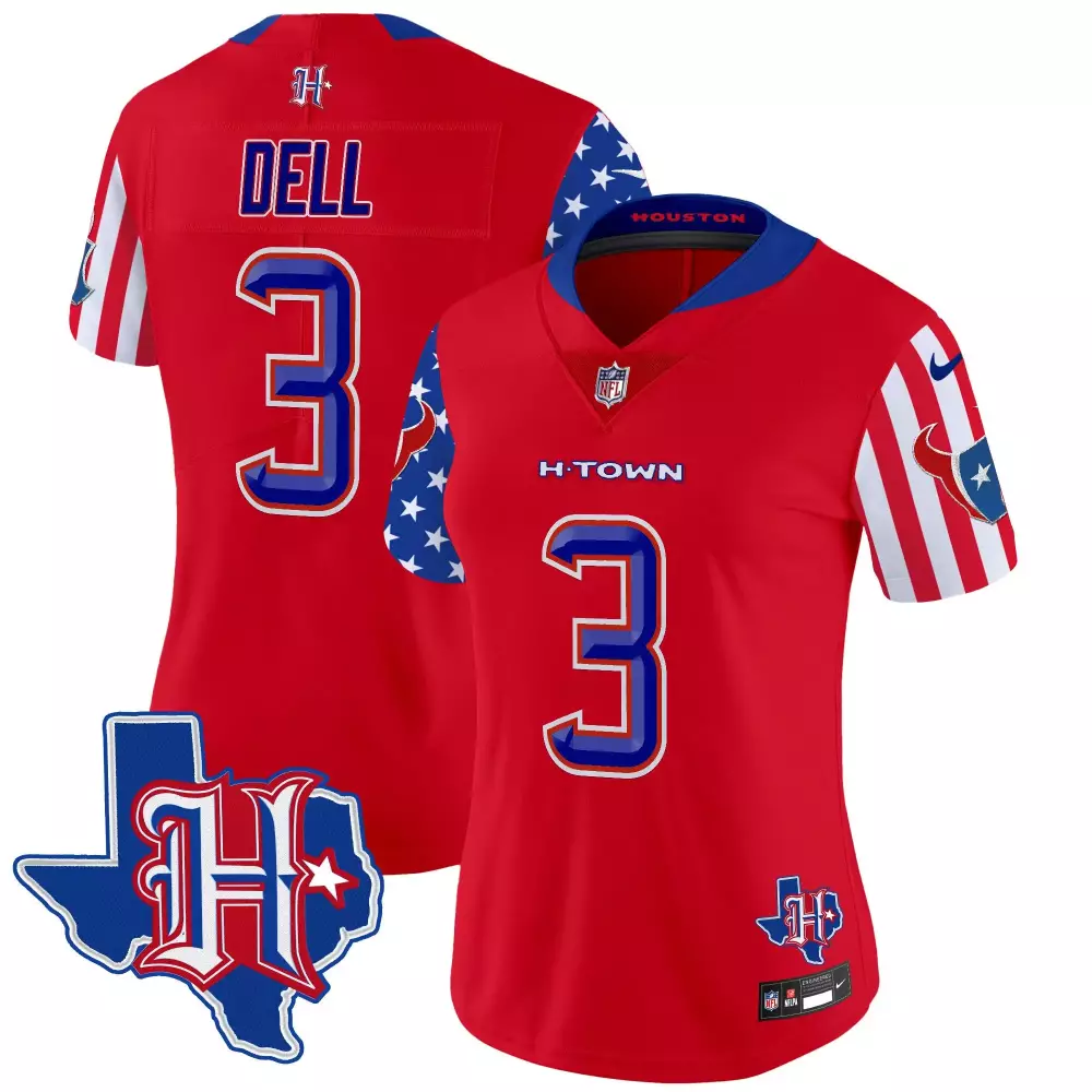 tank dell red womens houston texans american style vapor limited jersey all stitched