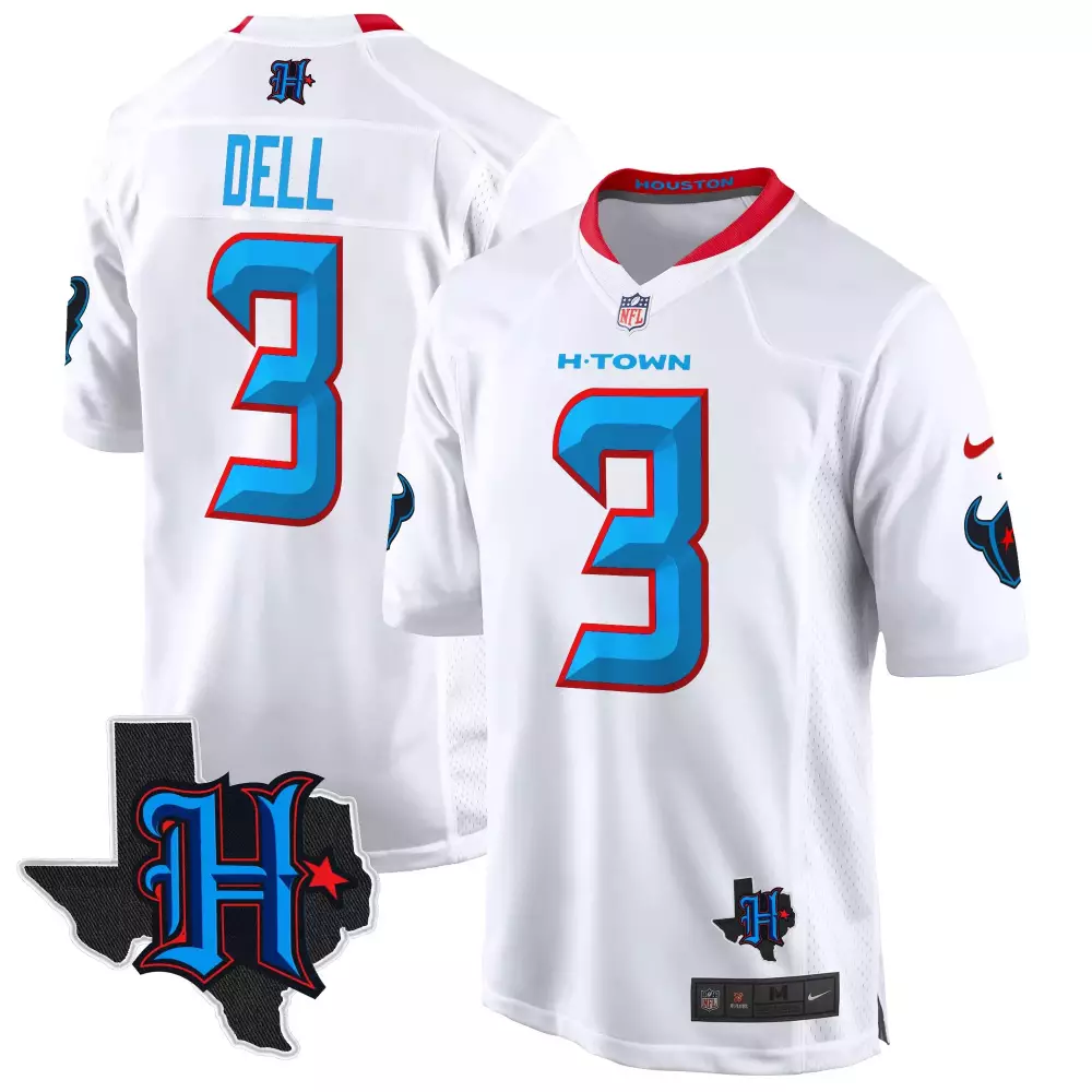 tank dell white mens houston texans 2024 gold trim vapor limited jersey all stitched