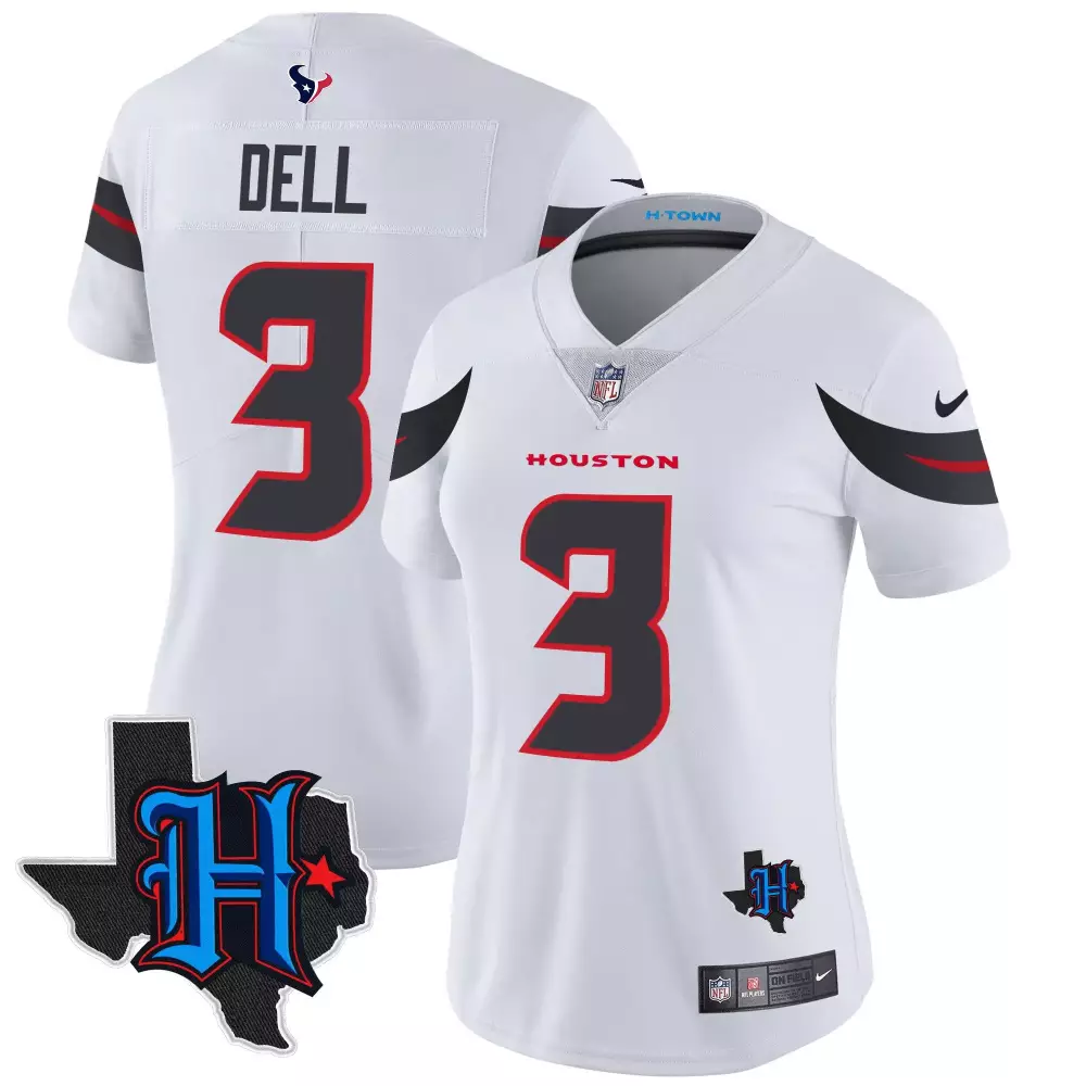 tank dell white womens houston texans 2024 texas patch vapor limited jersey all stitched