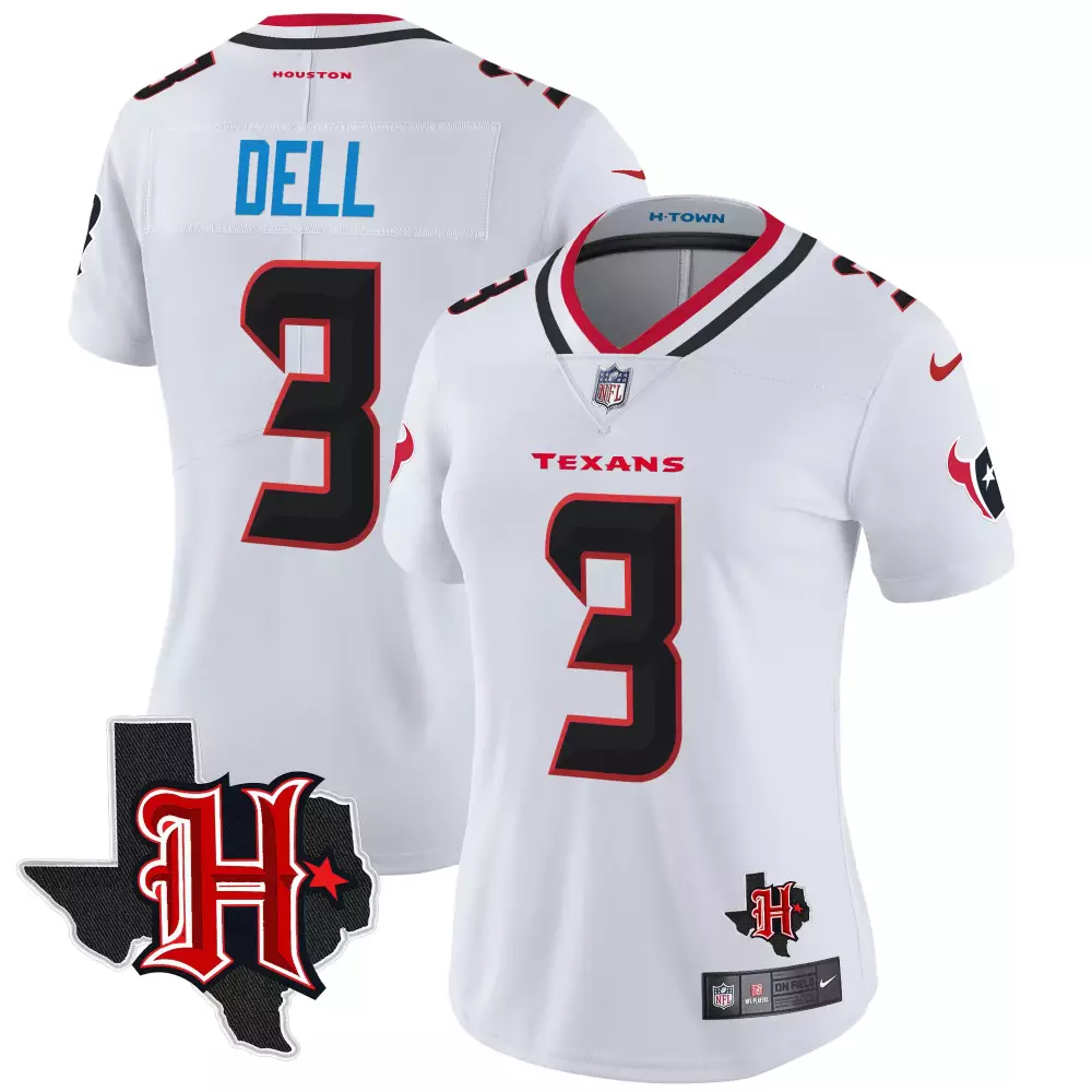 tank dell white womens houston texans 2024 texas patch vapor limited jersey all stitched