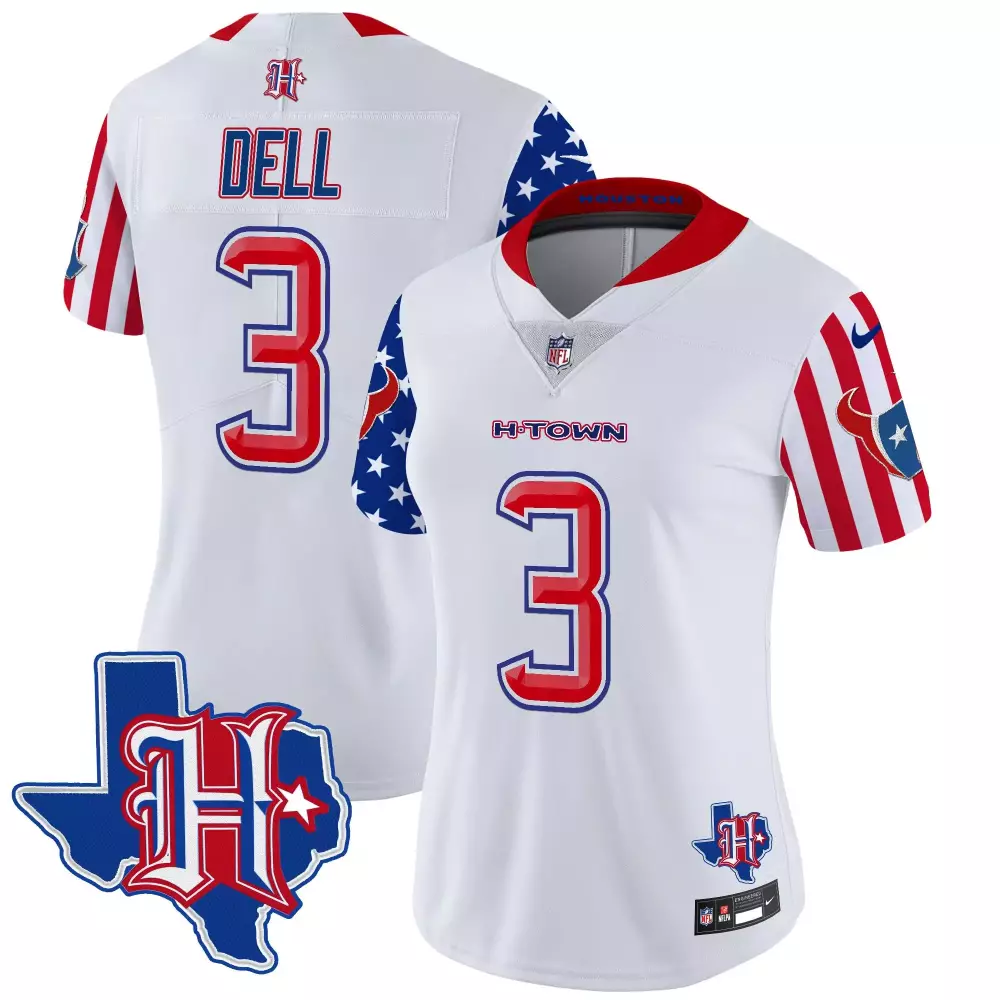 tank dell white womens houston texans 2024 texas patch vapor limited jersey all stitched