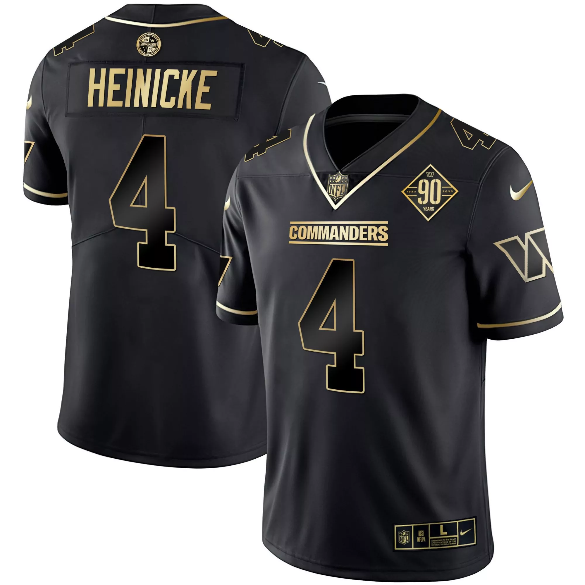 taylor heinicke black gold mens washington commanders white gold black gold vapor limited jersey all stitched