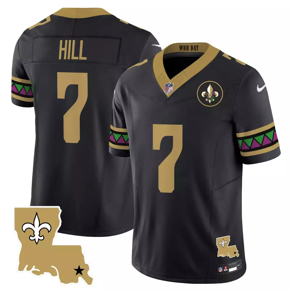 taysom hill black mens new orleans saints est 1967 patch vapor jersey all stitched
