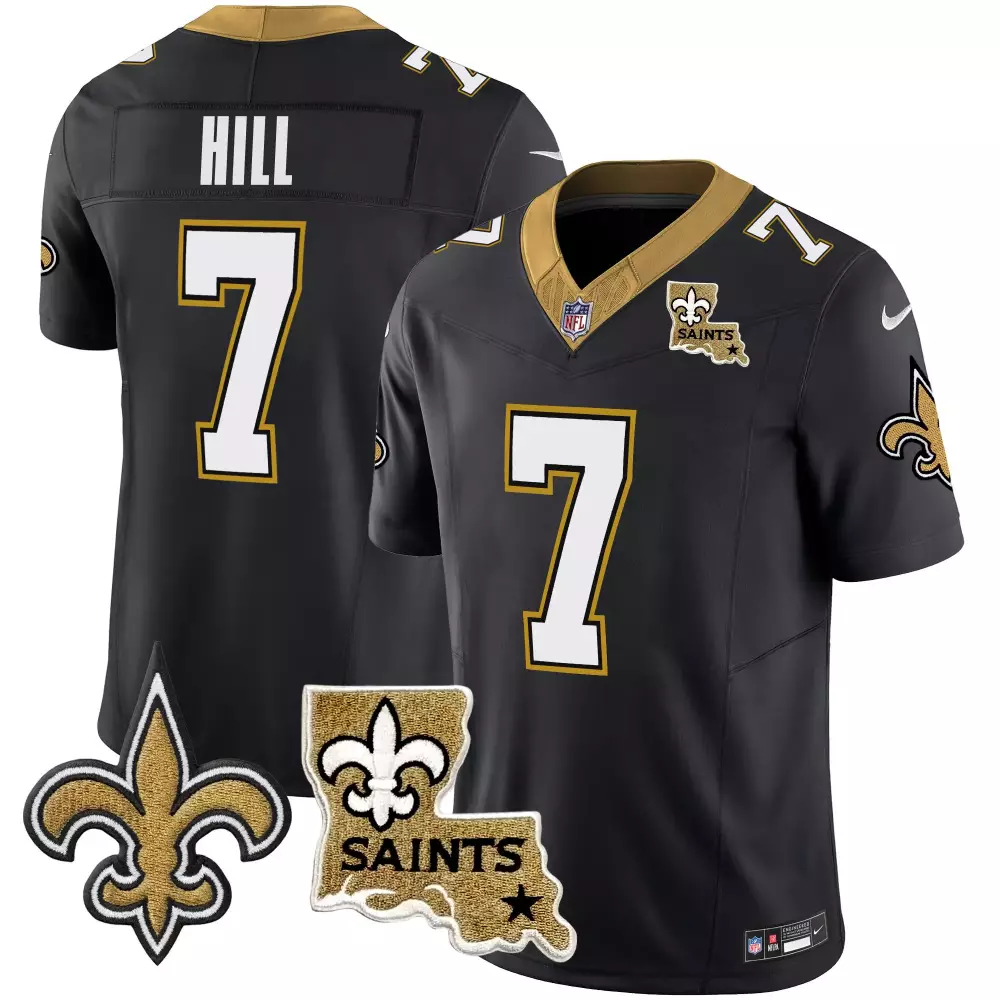 taysom hill black mens new orleans saints est 1967 patch vapor jersey all stitched