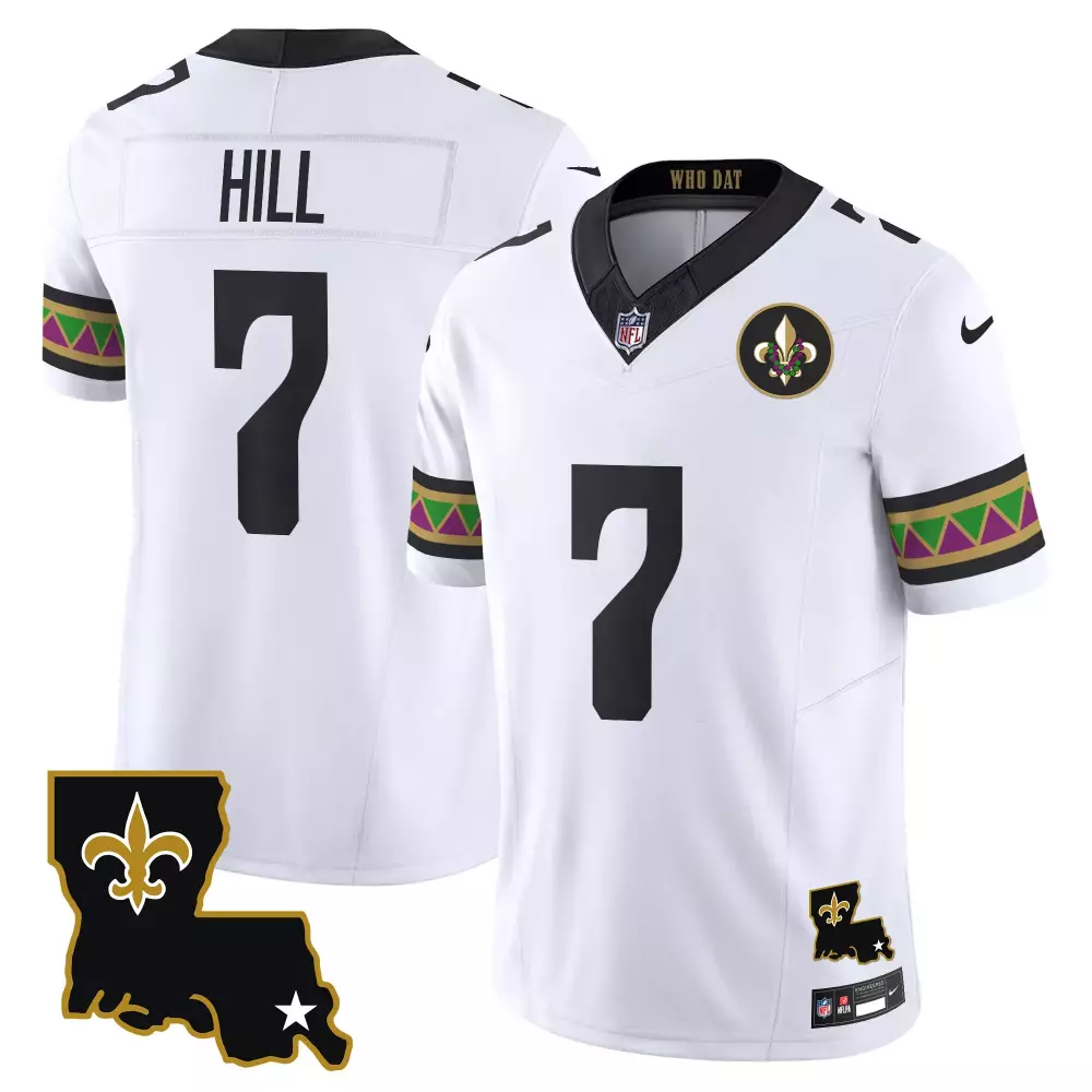 taysom hill white mens new orleans saints mardi gras vapor limited jersey all stitched