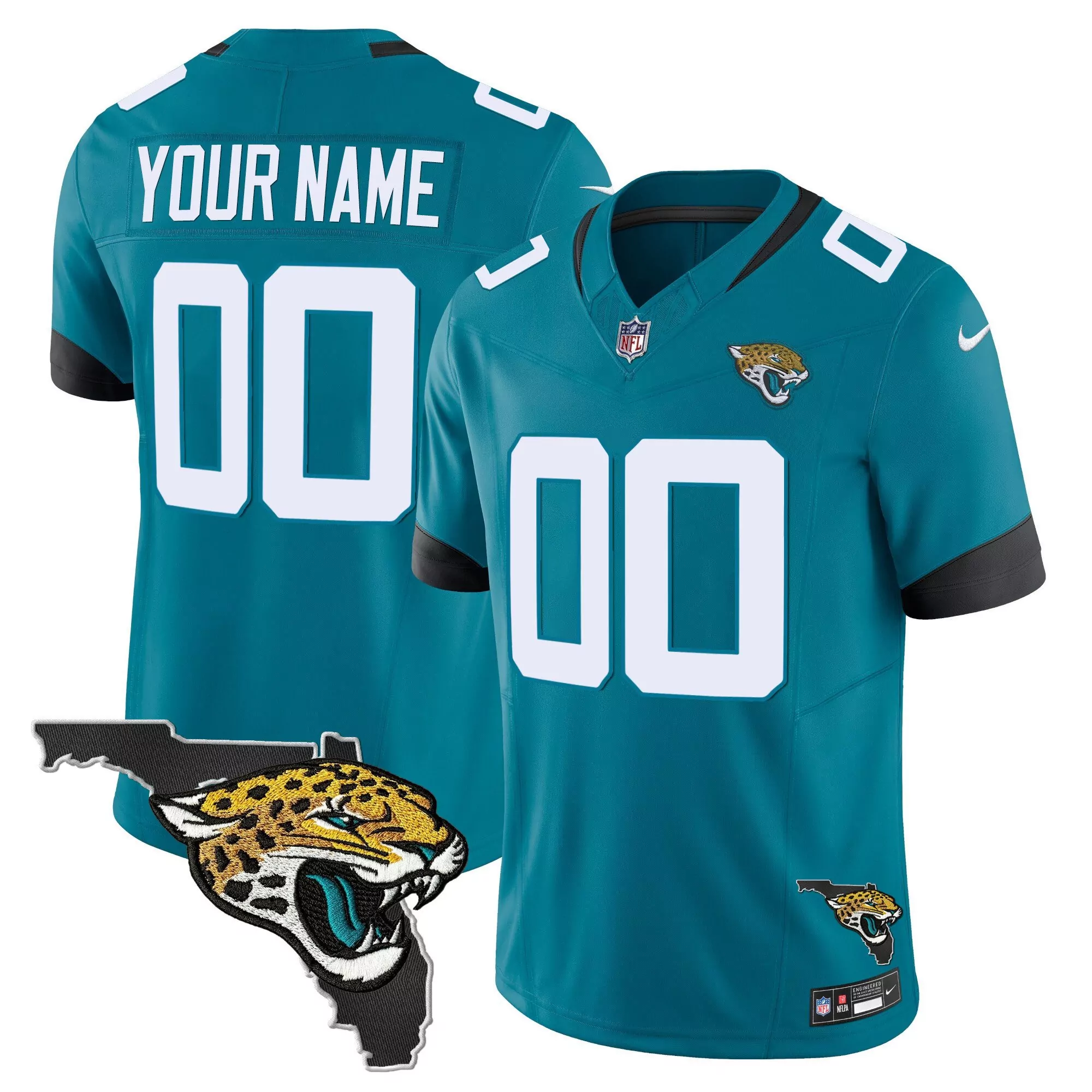 teal men jacksonville jaguars florida patch vapor custom jersey all stitched