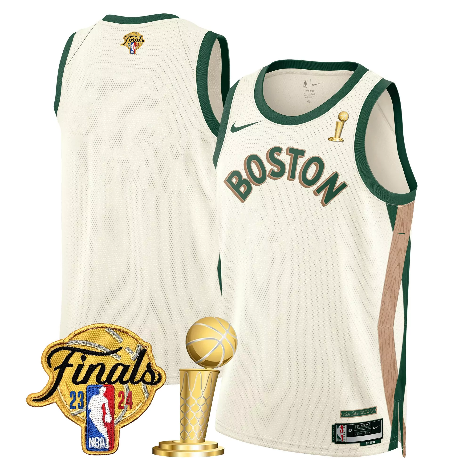 statement youth boston celtics 2024 final champions patch swingman custom jersey all stitched