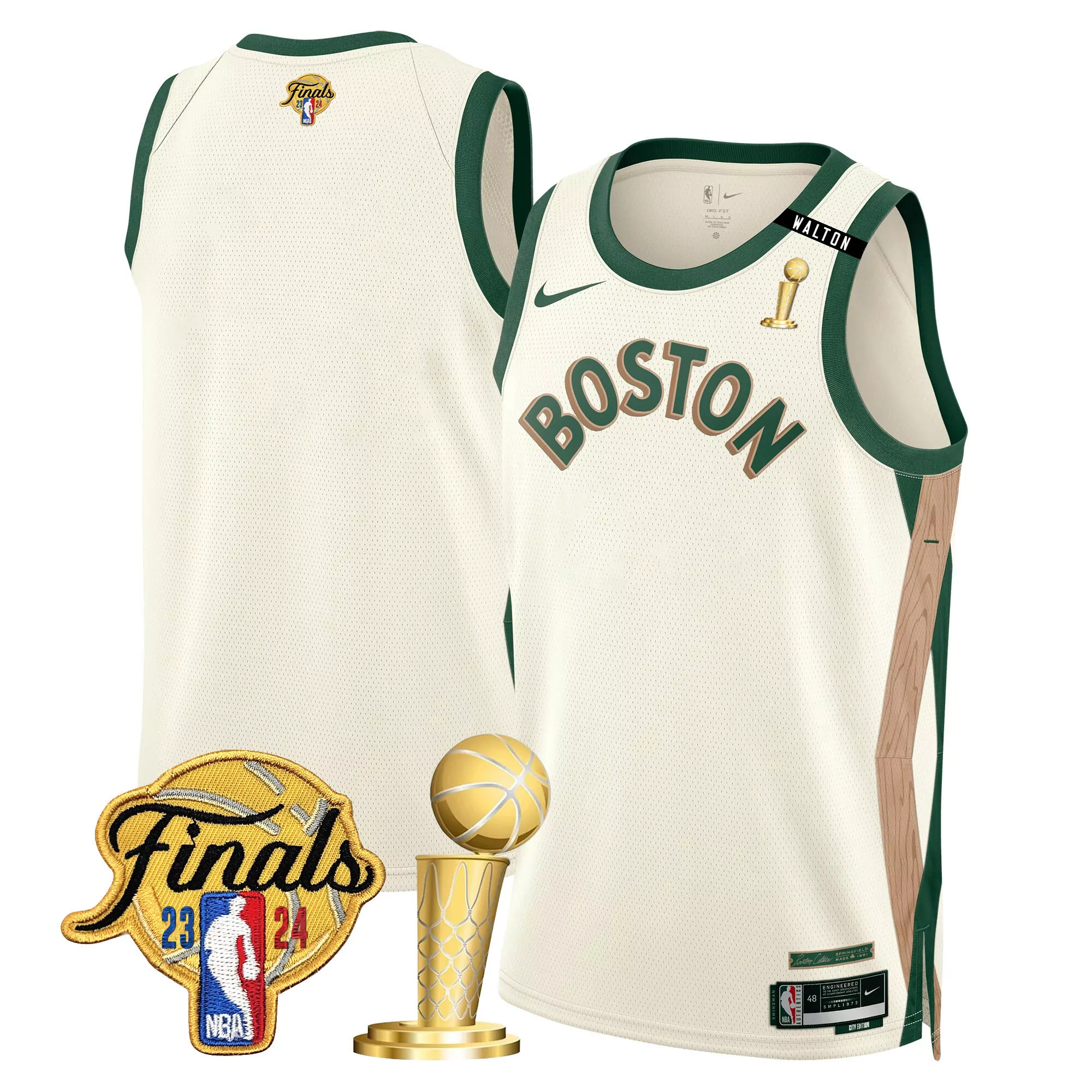 statement youth boston celtics 2024 final champions patch swingman custom jersey all stitched